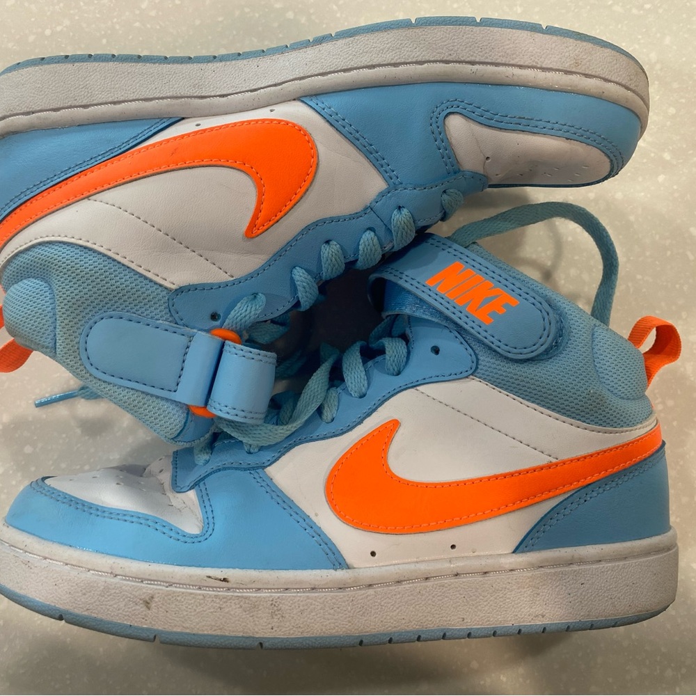 Nike Blue/Orange Kid’s Court Borough Mid 2 Sneakers